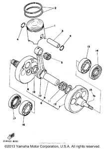 YZ250U Коленчатый вал и Поршень