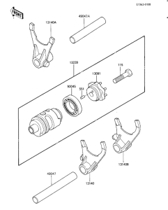 KX500 Geat change drum & forks