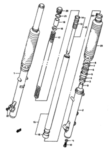 DR650 Вилка передней оси