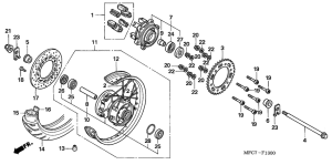 FMX650 Rear wheel complete assy