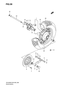 VS1400 Rear wheel complete assy