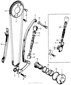 SL100 Cam chain tensioner + oil filter screen