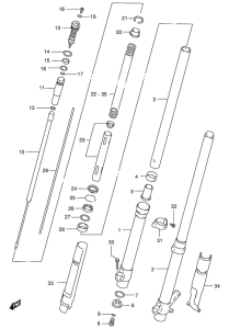 RM250 Передняя вилка