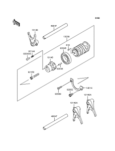 EJ650 Gear change drum & forks