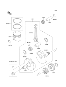 KX100 Коленвал и поршни