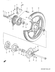 GN125 Rear wheel complete assy