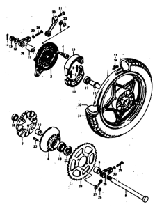 GS400 Rear wheel complete assy
