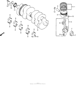 CB550 Коленчатый вал и поршни