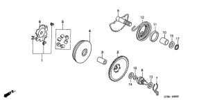 PK50 Drive face / kick starter spindle