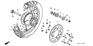XR250R Rear wheel complete assy