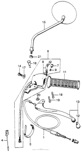 CB750 Left handle switch + cable