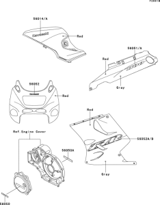 ZX1100 Decals(red / gray)(zx1100-d9)