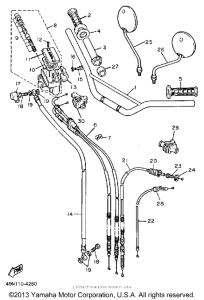 XT600U Руль -тросы