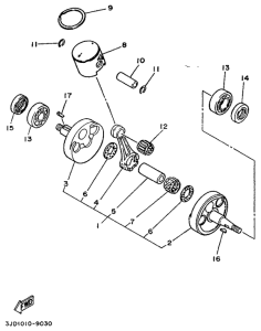 YZ125 Коленчатый вал и поршни