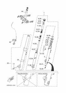 WR125X Вилка передней оси