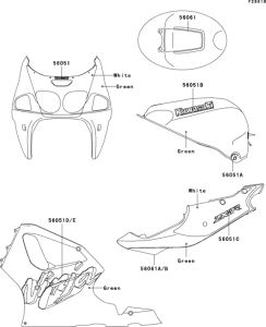 ZX750 Decals(green)(zx750-p3)