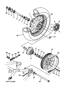 XV1700AT XV17ATS Rear wheel complete assy