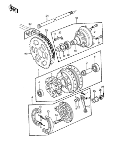 KZ250 Rear hub / brake / chain