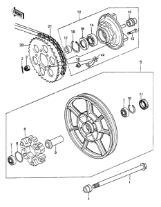 KZ750 Rear wheel / hub / chain