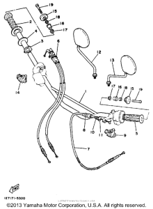 XT350B Руль -тросы