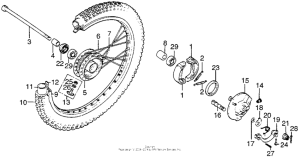 TL125 Front wheel + front brake panel