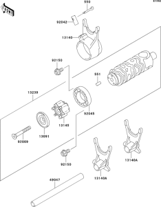 ER500 Валы и вилки переключения передач