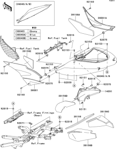 ZX636 Боковые обтекатели