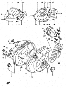 DR500 Crankcase cover ass`y  (v