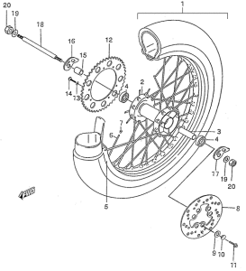 RMX50 Rear wheel complete assy