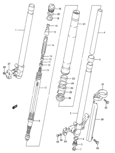 RMX250 Передняя вилка