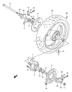 GSF250 Rear wheel complete assy