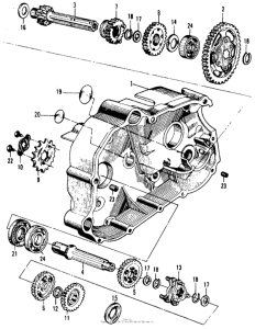 CA105 Transmission + left crankcase