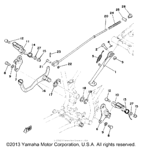 TY175C Stand - footrest - brake pedal