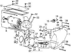 CB550 Left crankcase cover + starting motor + oil pump