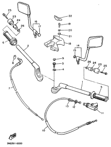 XJ900 Steering handle. cable