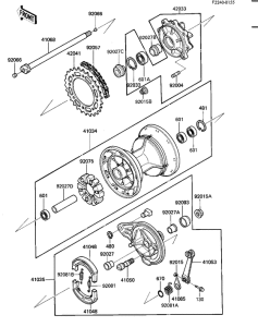 KL600 Rear hub / brake / chain