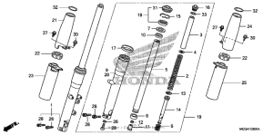 VT750CA Передняя вилка