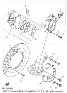YZ125K1 Передний суппорт