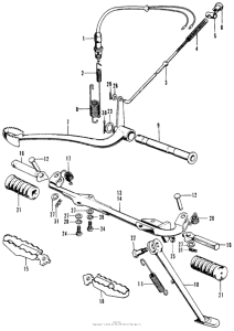 SL100 Step bar + side stand + brakepedal