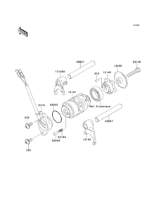 KL110 Gear change drum / shift fork