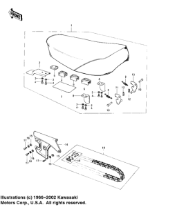 KS125 Seat / chain cover / chain