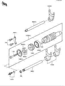KZ1000 Gear change drum & forks