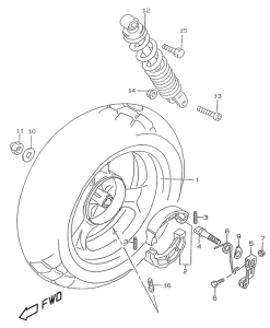UX50 Rear wheel complete assy