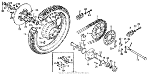 CB750 Rear wheel + disc + drive chain