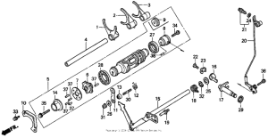 GL1500I Вал и вилки  коробки передач