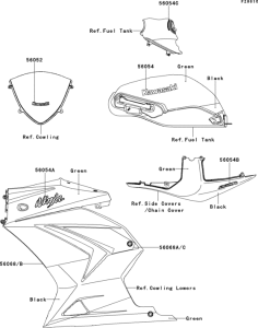 EX250 Decals(black / green)(k9fa)