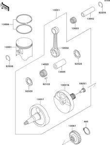 KX500 Коленвал и поршни