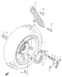 AY50 Rear wheel complete assy