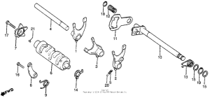 CB125S Gearshift drum + gearshift spindle