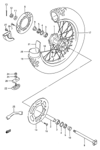 RM125 Rear wheel complete assy